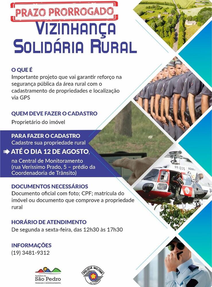 CADASTRO NO PROGRAMA VIZINHANÇA SOLIDÁRIA RURAL PODE SER FEITO ATÉ AGOSTO